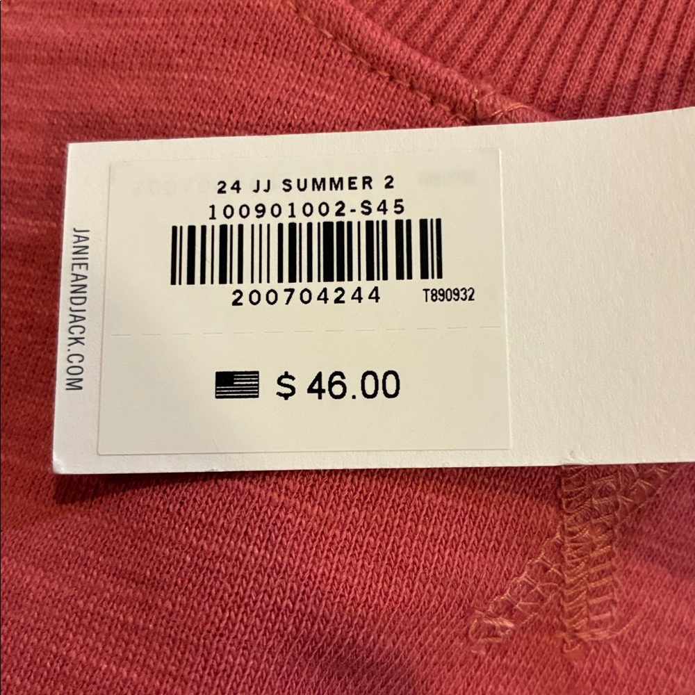 Janie and Jack Coral Slub French Terry Crew Neck Crewneck Sweatshirt - Picture 7 of 7